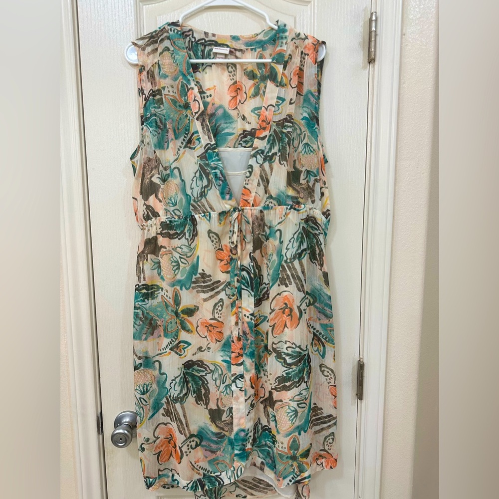 Merona, Size XXL, Sheer cream/floral dress